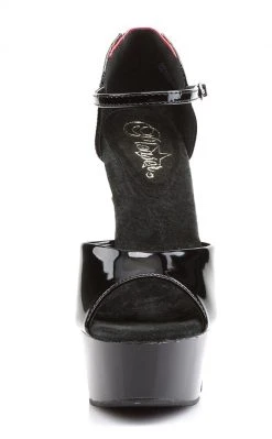Pleaser DELIGHT-660FH Black-Red Patent Heels