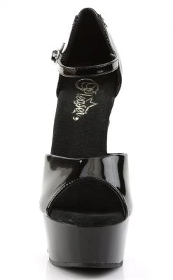 Pleaser DELIGHT-660FH Blk Pat/Blk (Red Lace) Heels Pole Shoes