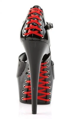 Pleaser DELIGHT-660FH Blk Pat/Blk (Red Lace) Heels Pole Shoes