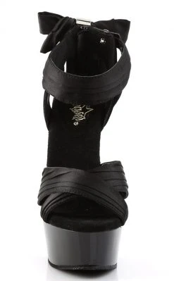 Pleaser Pole Shoes DELIGHT-668 Blk Satin/Blk Heels
