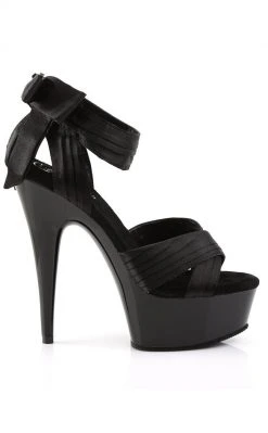 Pleaser Pole Shoes DELIGHT-668 Blk Satin/Blk Heels