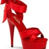 Pleaser DELIGHT-668 Red Satin/Red Heels