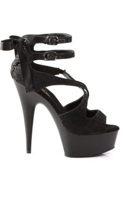 Pleaser Pole Shoes DELIGHT-678LC Black / Black Matte Heels