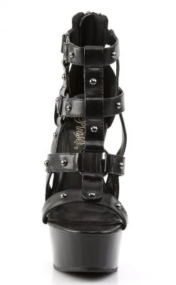 Pleaser DELIGHT-682 Black Faux Leather Heels