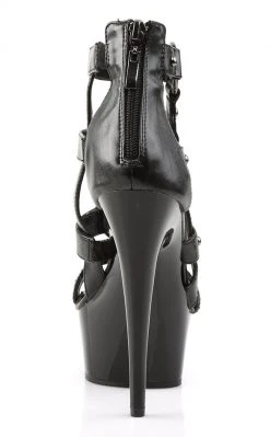Pleaser DELIGHT-682 Black Faux Leather Heels