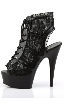 Pleaser DELIGHT-696LC Black Lace Heels