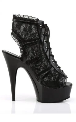 Pleaser DELIGHT-696LC Black Lace Heels