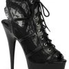 Pleaser DELIGHT-696LC Black Lace Heels