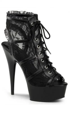 Pleaser DELIGHT-696LC Black Lace Heels