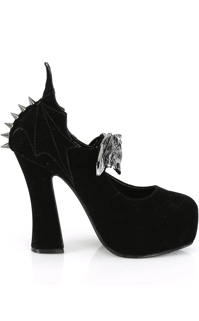 Demonia DEMON-18 Black Velvet Mary Jane Heels Shoes 7 Demonia DEMON-18 Black Velvet Mary Jane Heels Shoes