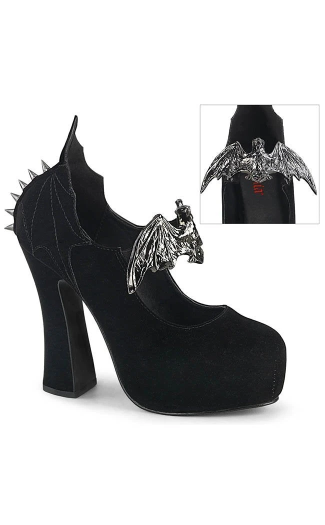Demonia DEMON-18 Black Velvet Mary Jane Heels Shoes 3 Demonia DEMON-18 Black Velvet Mary Jane Heels Shoes