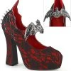 Demonia DEMON-18 Red Lace Mary Jane Heels Shoes