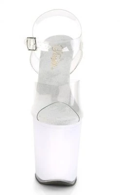Pleaser DISCOLITE-808 Clear/White Glow Colour Changing Light Up Heels Pole Shoes