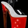 Pleaser DISCOLITE-808 Clear/White Glow Colour Changing Light Up Heels Pole Shoes