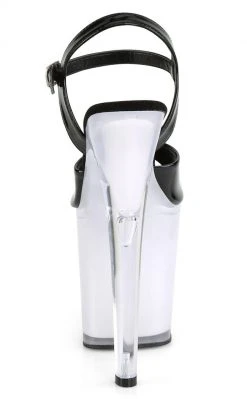 Pleaser DISCOLITE-809 Black Patent/White Glow Colour Changing Light Up Heels