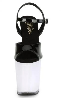 Pleaser DISCOLITE-809 Black Patent/White Glow Colour Changing Light Up Heels