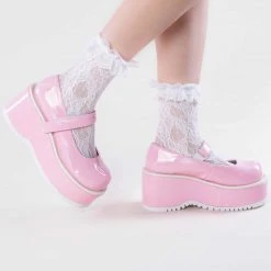 Demonia Shoes DOLLIE-01 Baby Pink Mary Janes
