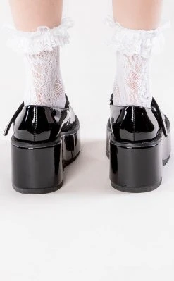 Demonia Shoes DOLLIE-01 Chunky Black Patent Mary Janes (Au Stock)