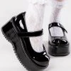 Demonia Shoes DOLLIE-01 Chunky Black Patent Mary Janes (Au Stock)