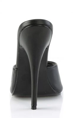 Devious Shoes DOMINA-101 Black Faux Leather Peeptoe Heels