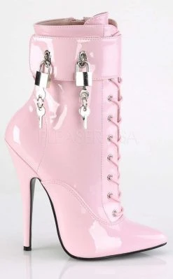 Devious DOMINA-1023 Baby Pink Patent Ankle Boot