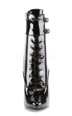 Devious DOMINA-1023 Black Patent Ankle Boot Shoes