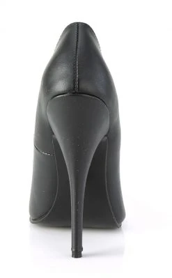 Devious DOMINA-420 Black Faux Leather Heels Shoes