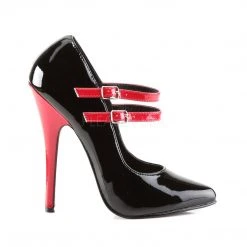 Devious DOMINA-442 Black & Red Patent Heel Shoes
