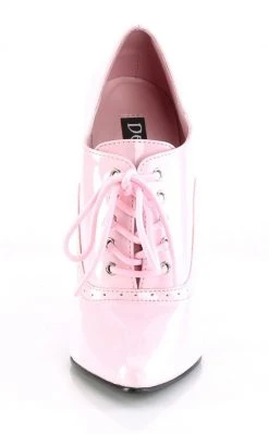 Devious DOMINA-460 Baby Pink Patent Lace-Up Heel