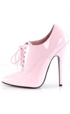 Devious DOMINA-460 Baby Pink Patent Lace-Up Heel