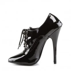 Devious DOMINA-460 Black Patent Lace-Up Heel Shoes
