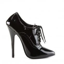 Devious DOMINA-460 Black Patent Lace-Up Heel Shoes