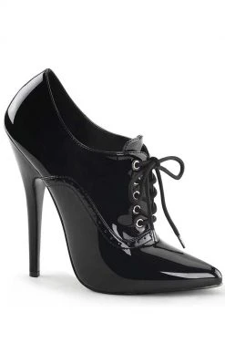 Devious DOMINA-460 Black Patent Lace-Up Heel Shoes