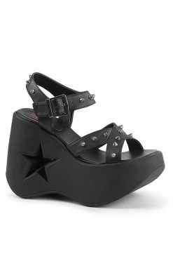 Demonia Shoes DYNAMITE-02 Black Wedge Heels (AU Stock)