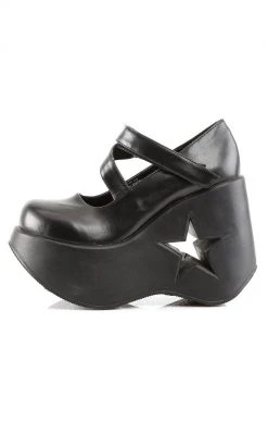 Demonia DYNAMITE-03 Black Mary Jane Wedge Heels