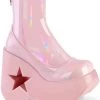 Demonia Shoes DYNAMITE-100 Baby Pink Holo Ankle Boots