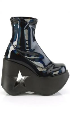 Demonia DYNAMITE-100 Black Holo Ankle Boots