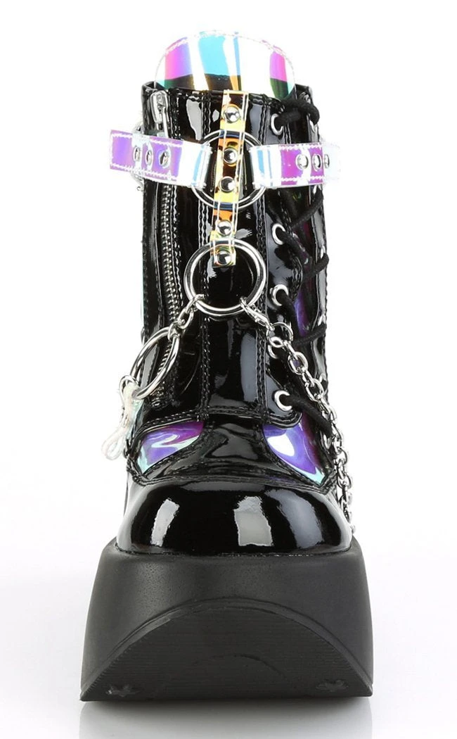 Demonia Shoes DYNAMITE-101 Black Holographic Ankle Boots 5 Demonia Shoes DYNAMITE-101 Black Holographic Ankle Boots
