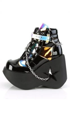 Demonia Shoes DYNAMITE-101 Black Holographic Ankle Boots 11 Demonia Shoes DYNAMITE-101 Black Holographic Ankle Boots