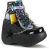 Demonia Shoes DYNAMITE-101 Black Holographic Ankle Boots 1 Demonia Shoes DYNAMITE-101 Black Holographic Ankle Boots