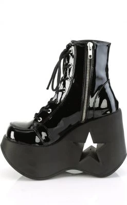 Demonia DYNAMITE-106 Black Patent Ankle Boots Shoes