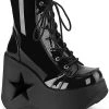 Demonia DYNAMITE-106 Black Patent Ankle Boots Shoes