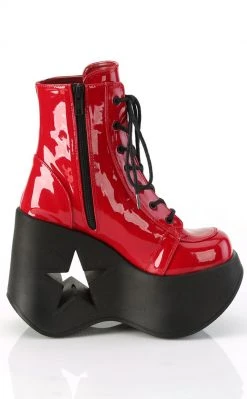 Demonia DYNAMITE-106 Red Patent Ankle Boots