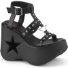 Demonia DYNAMITE-12 Black Matte Wedge Sandals Shoes
