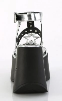 Demonia DYNAMITE-12 Silver Metallic Wedge Sandals