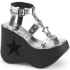 Demonia DYNAMITE-12 Silver Metallic Wedge Sandals