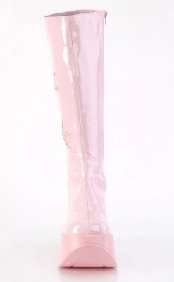 Demonia DYNAMITE-218 Baby Pink Patent/Glitter Knee Boots