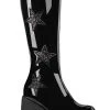 Demonia DYNAMITE-218 Black Patent/Glitter Knee Boots