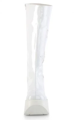 Demonia DYNAMITE-218 White Patent/Glitter Knee Boots