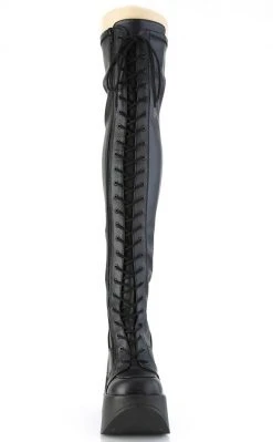 Demonia Shoes DYNAMITE-300 Black Matte Thigh High Boots